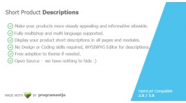 Short Product Descriptions (All Pages and modules)